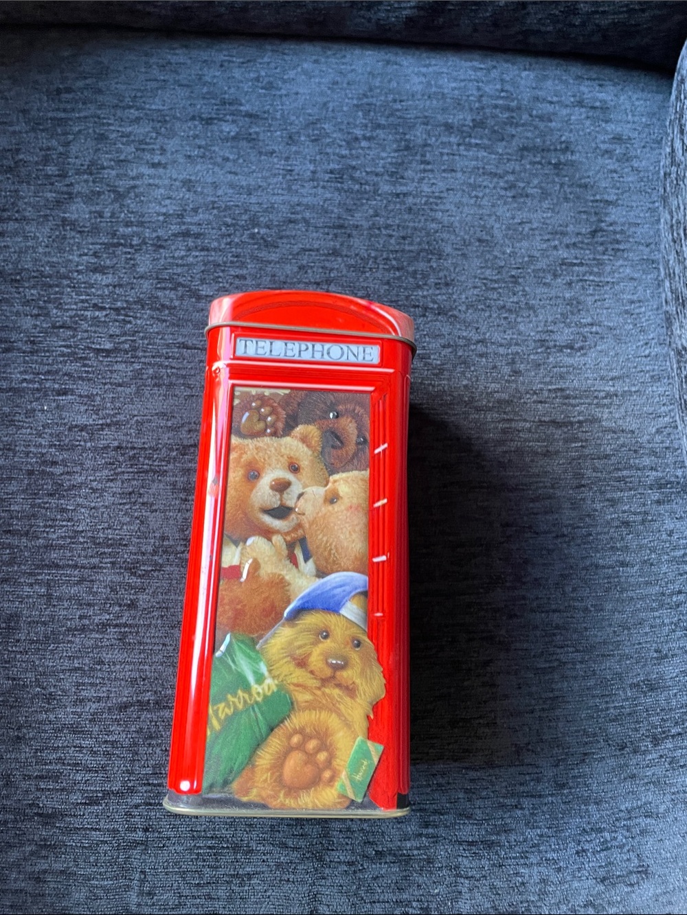 Harrods Red Telephone Booth Piggy Bank with Bear Artwork